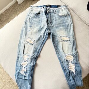 AMIRI Men’s Distressed Light Blue Jeans